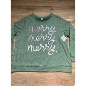 NWT Women's Plus Size Merry Sweatshirt Green Sz 2X (20W-22-W)